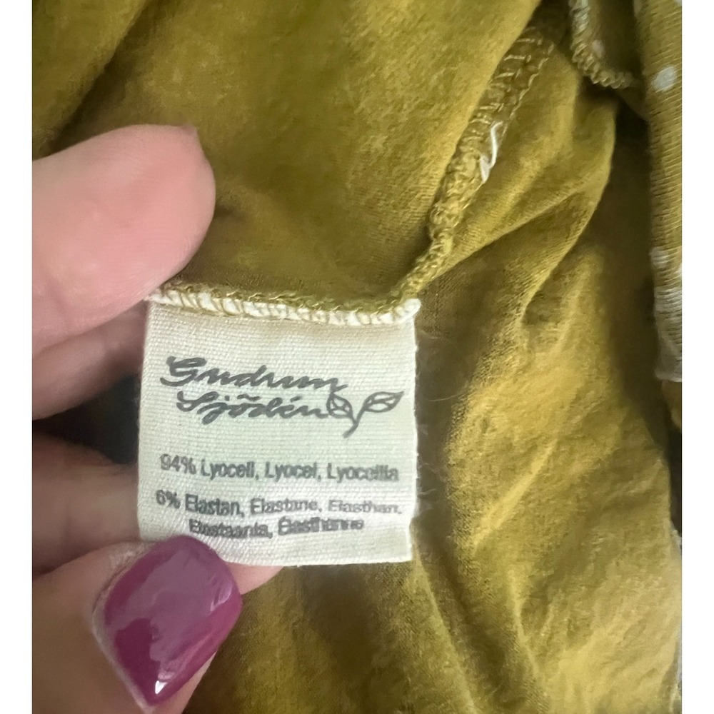 Gudrun Sjoden Dress Green Floral Asymmetrical Hem Shift Size Large - Picture 5 of 5
